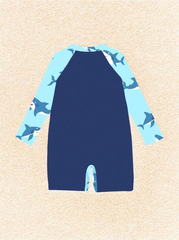 Boys Shark Print Romper Swimsuit