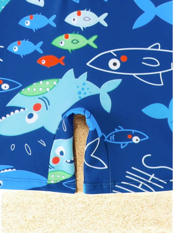Boys Shark Print Romper Swimsuit