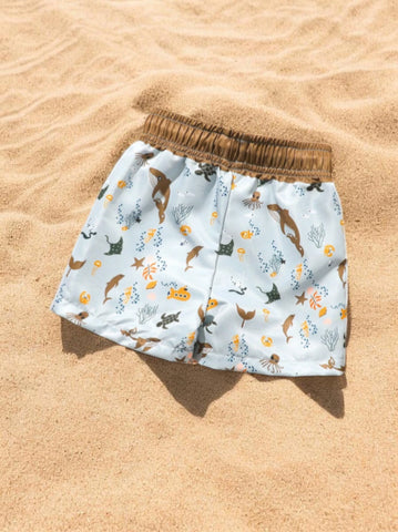 Baby Boys Sea Creatures Print Swim Shorts
