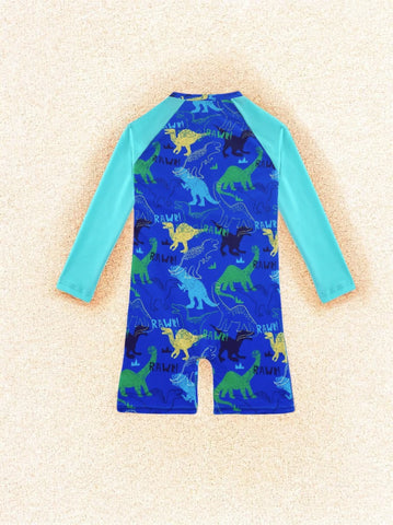 Boys Dinosaur Print Romper Swimsuit