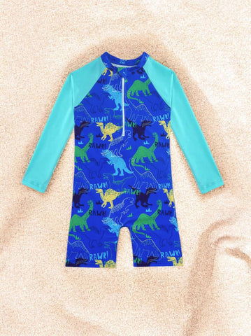 Boys Dinosaur Print Romper Swimsuit