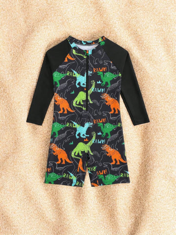 Boys Dinosaur Print Romper Swimsuit