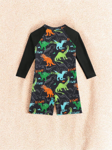 Boys Dinosaur Print Romper Swimsuit