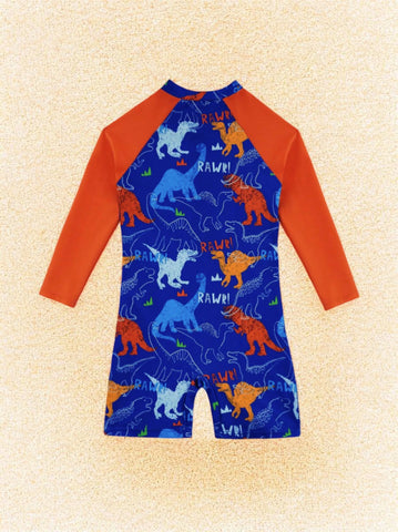 Boys Dinosaur Print Romper Swimsuit