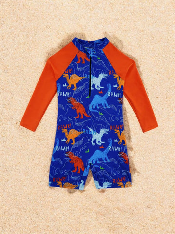 Boys Dinosaur Print Romper Swimsuit