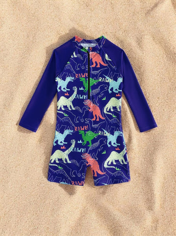 Boys Dinosaur Print Romper Swimsuit