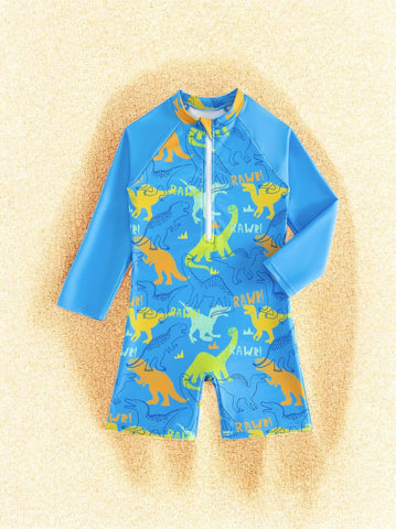 Boys Dinosaur Print Romper Swimsuit