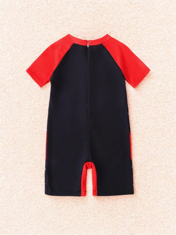 Boys Spider Print Romper Swimsuit