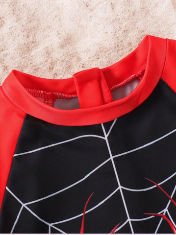 Boys Spider Print Romper Swimsuit
