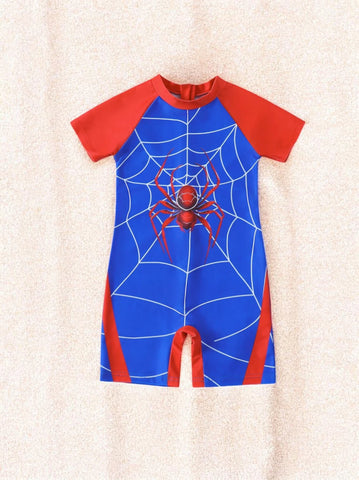 Boys Spider Print Romper Swimsuit