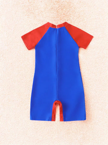 Boys Spider Print Romper Swimsuit