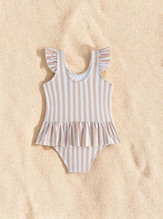 Baby Girls One Piece Vertical Stripe Swimsuit