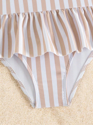 Baby Girls One Piece Vertical Stripe Swimsuit