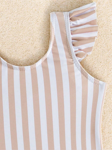 Baby Girls One Piece Vertical Stripe Swimsuit