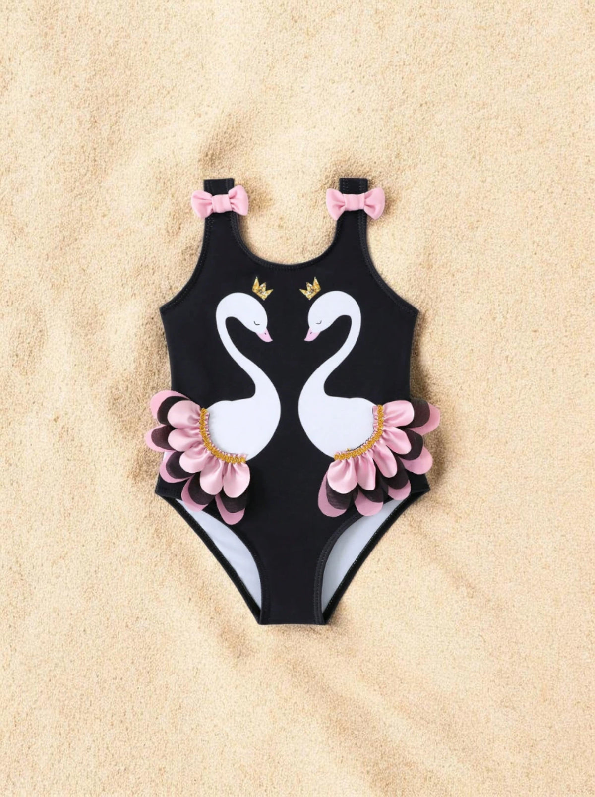 Girls Swan One Piece Swimsuit