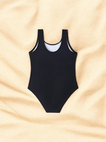 Girls Swan One Piece Swimsuit