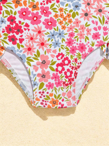 2 pc Baby Girl Floral Ruffle Tankini Swimsuit