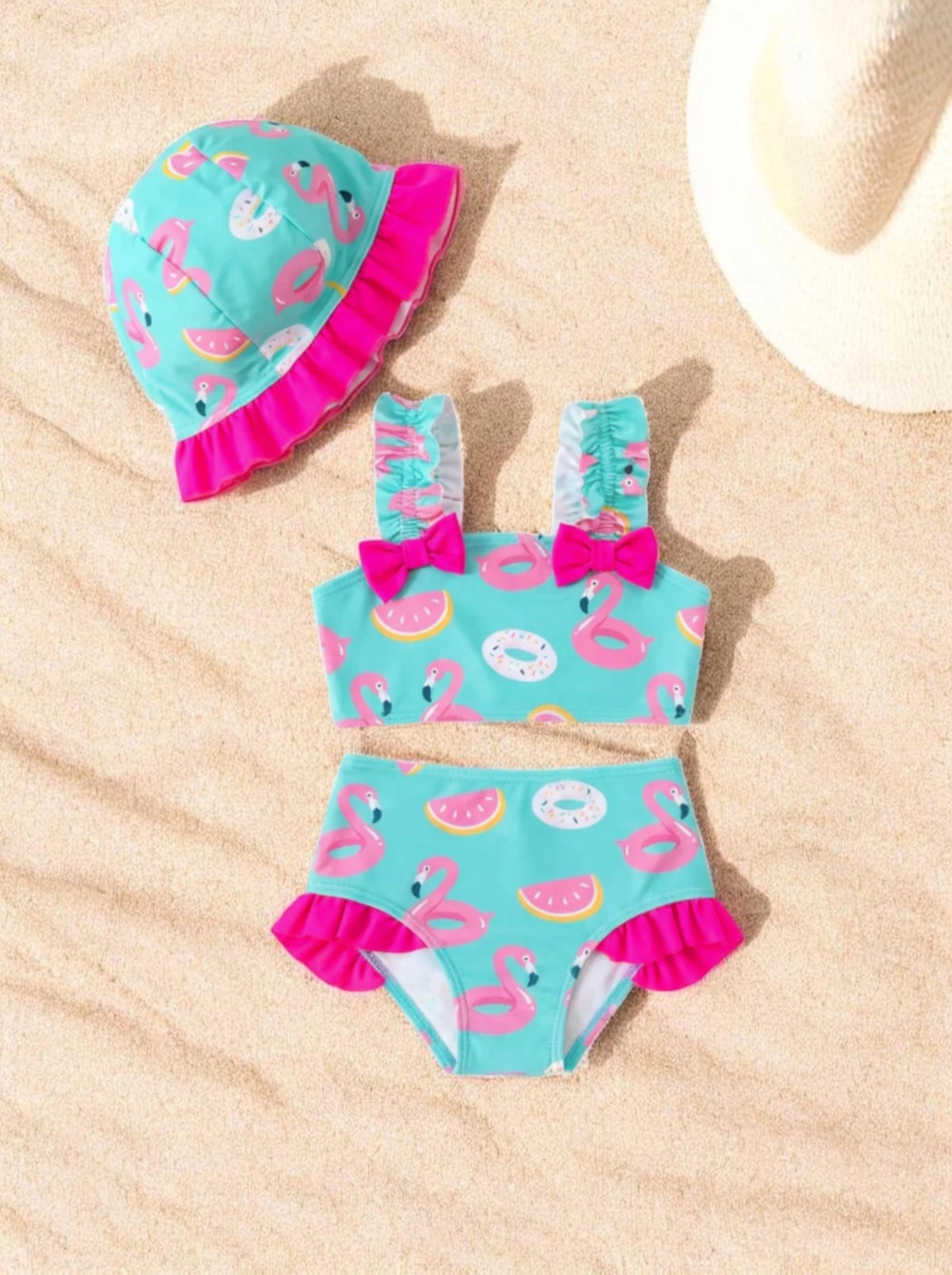 3 pc Baby Girl Vacay Print Tankini Swimsuit