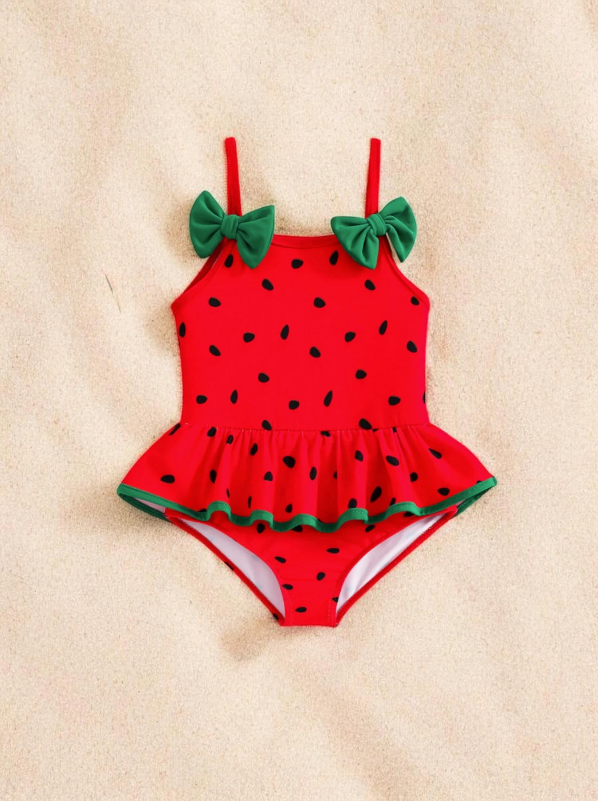 Girls Bow Watermelon Skirt One Peice Swimsuit