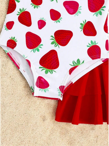 2 pc Baby Girl One Piece Swimsuit w/ Skirt