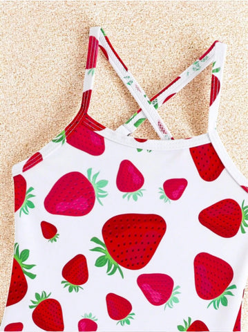 2 pc Baby Girl One Piece Swimsuit w/ Skirt