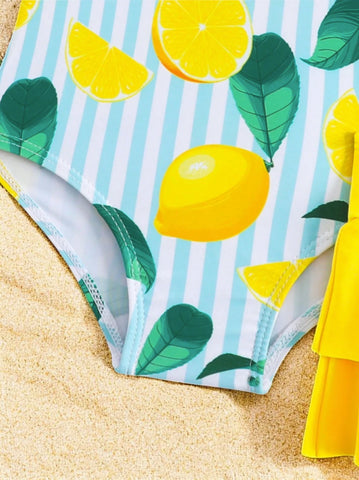 2 pc Baby Girl One Piece Swimsuit w/ Skirt