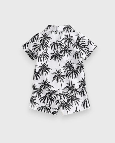 2 pc Baby Boy Palm Tree Button Up Shirt & Shorts Set