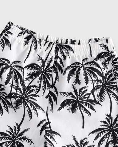 2 pc Baby Boy Palm Tree Button Up Shirt & Shorts Set