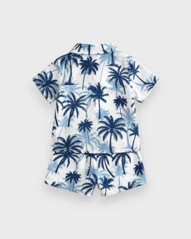 2 pc Baby Boy Palm Tree Button Up Shirt & Shorts Set
