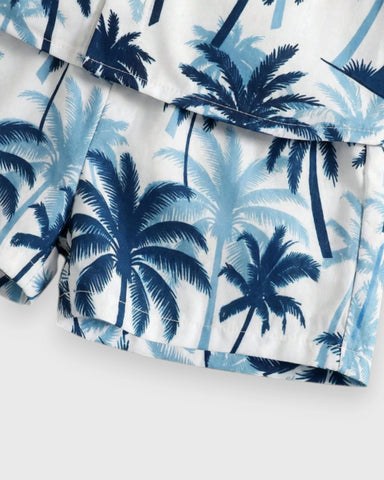 2 pc Baby Boy Palm Tree Button Up Shirt & Shorts Set