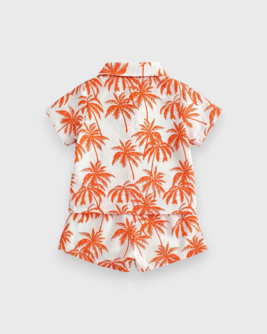 2 pc Baby Boy Palm Tree Button Up Shirt & Shorts Set