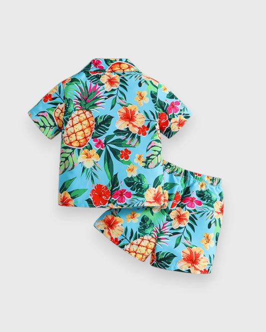 2 pc Baby Boy Pineapple Hawaiian Shirt Set