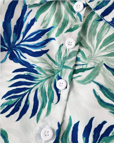 2 pc Baby Boy Leaf Print Button Up Shirt & Shorts Set