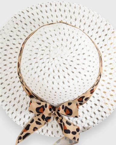 2 Pc Baby Girl Bow Back Leopard Dress w/ Sun Hat