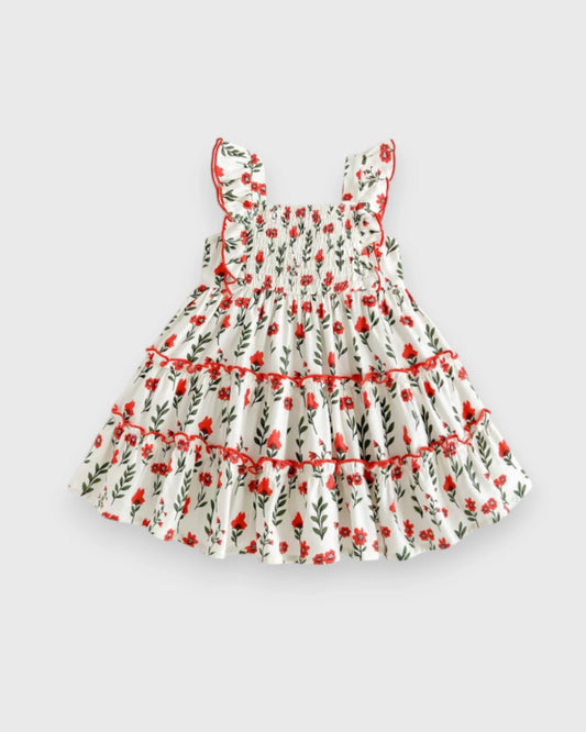 Baby Girl Tiered Poppy Flower Dress
