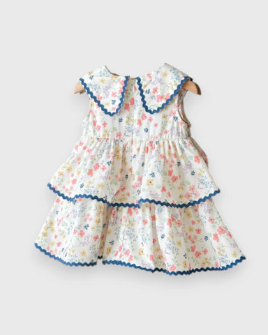 Baby Girl Wavy Trim Ditsy Flower Dress