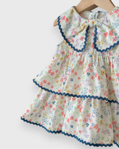 Baby Girl Wavy Trim Ditsy Flower Dress