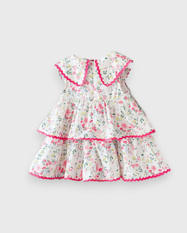 Baby Girl Wavy Trim Ditsy Flower Dress