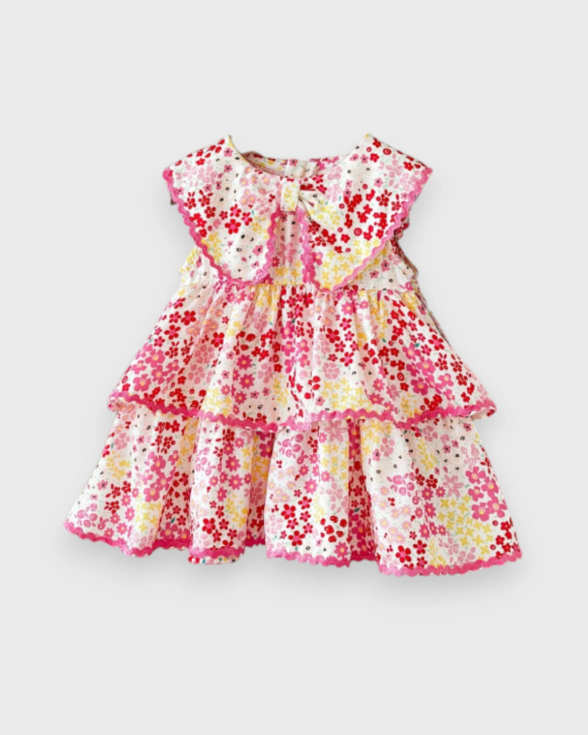Baby Girl Wavy Trim Ditsy Flower Dress