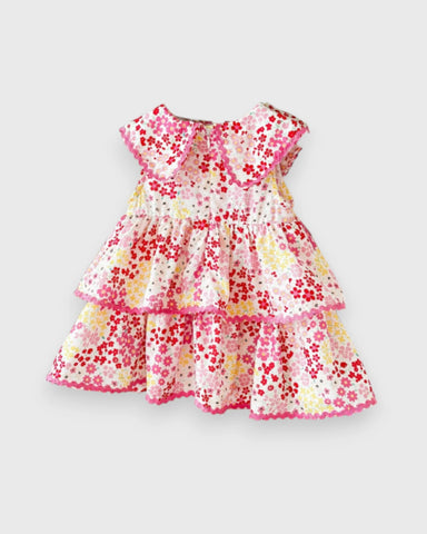 Baby Girl Wavy Trim Ditsy Flower Dress