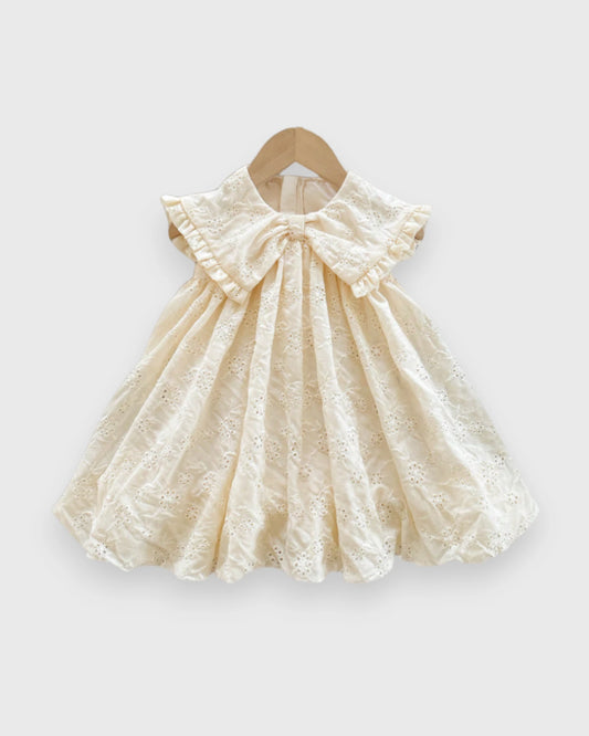 Baby Girl Lace Eyelet Triangle Collar Dress