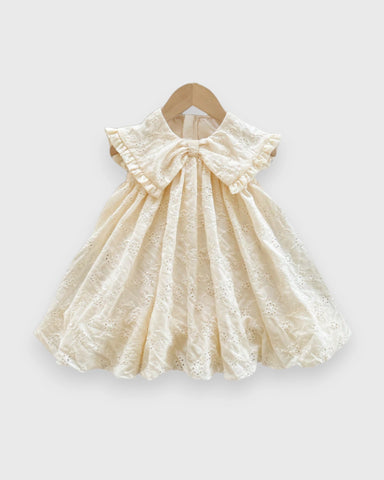 Baby Girl Lace Eyelet Triangle Collar Dress