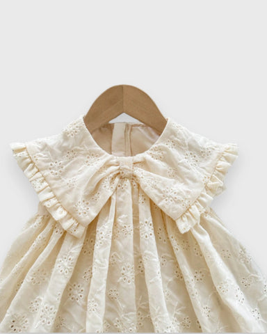 Baby Girl Lace Eyelet Triangle Collar Dress