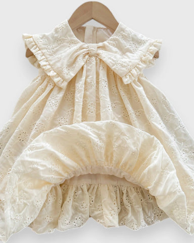 Baby Girl Lace Eyelet Triangle Collar Dress