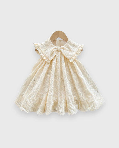 Baby Girl Lace Eyelet Triangle Collar Dress