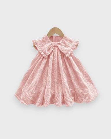 Baby Girl Lace Eyelet Triangle Collar Dress