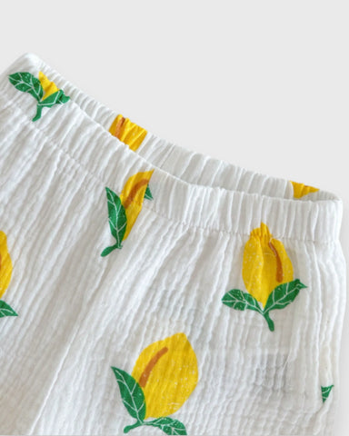 2 pc Baby Boy Fruit Print Button Up Shirt & Shorts Set