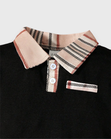 2 Pc Baby Boy Plaid Polo Shorts Set