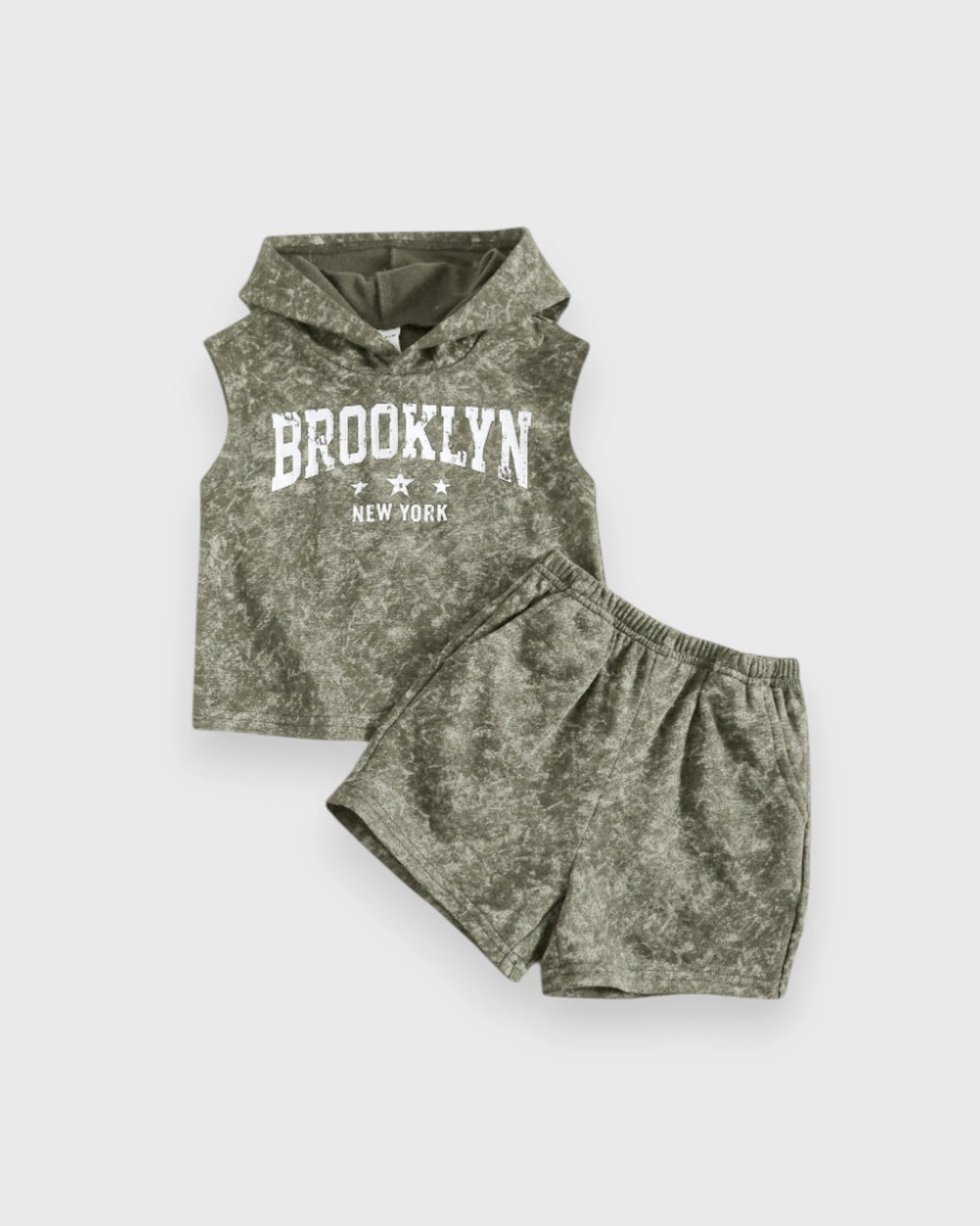 Baby Boy Sleeveless Hooded Shirt & Shorts Set
