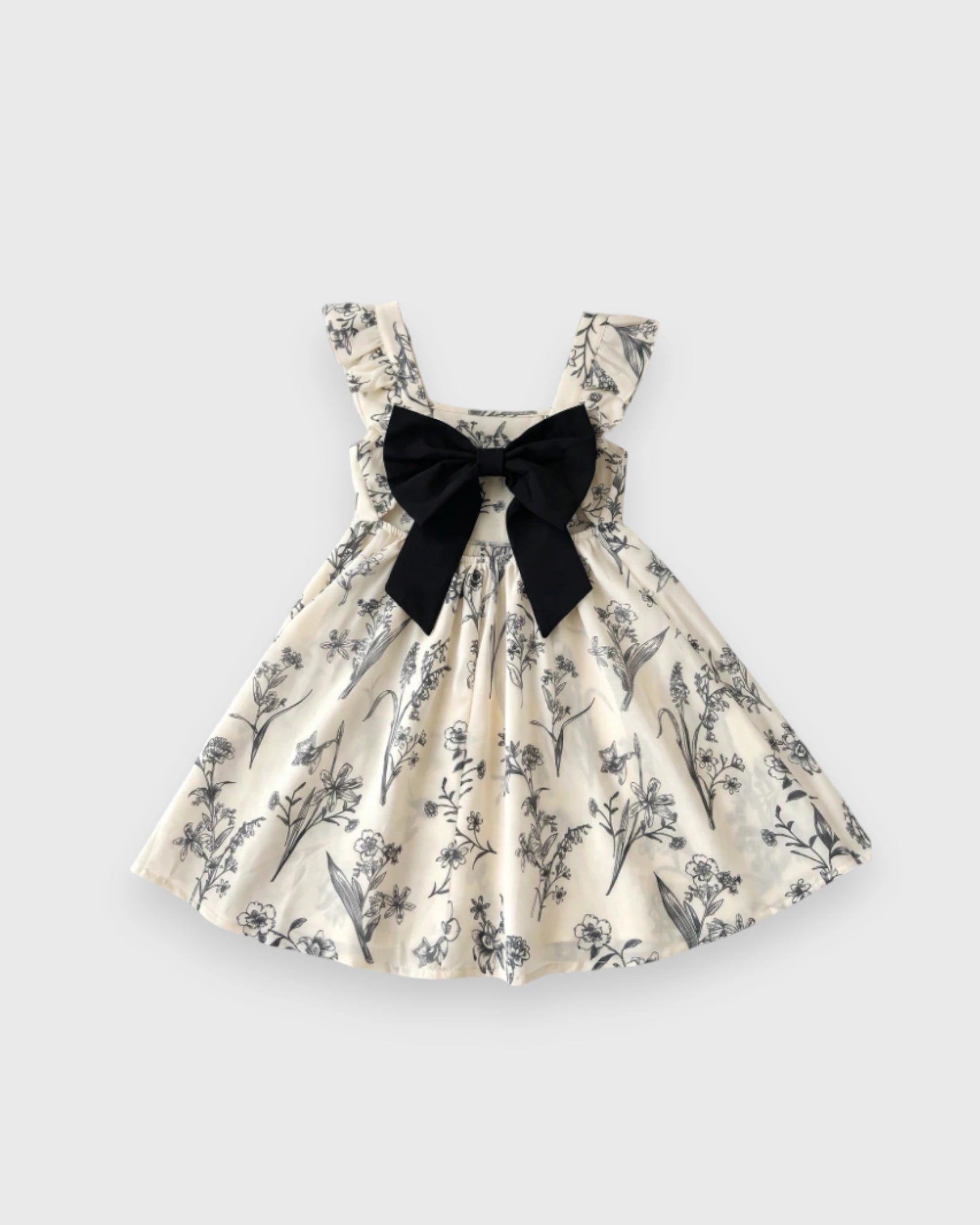 Girls Bow Back Sun Dress 5 Y / Flower Motif